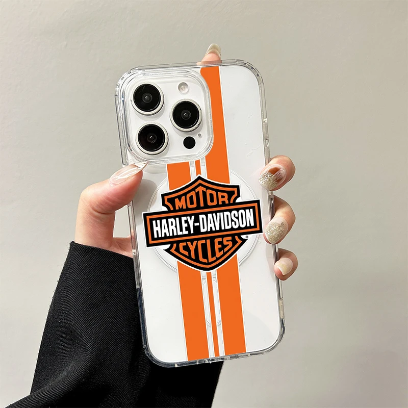 Coque de chargement sans fil rétro moto Harley-Davidson pour iPhone 17 Air 16 15 14 13 12 11 Pro Max, coque rigide en acrylique