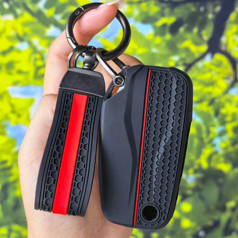 Anti‑Slip Honeycomb‑Texture Motorbike Key Fob Case with Keychain for DUCATI Multistrada V2 V2S V4 V4S Wear‑Resistant Protector