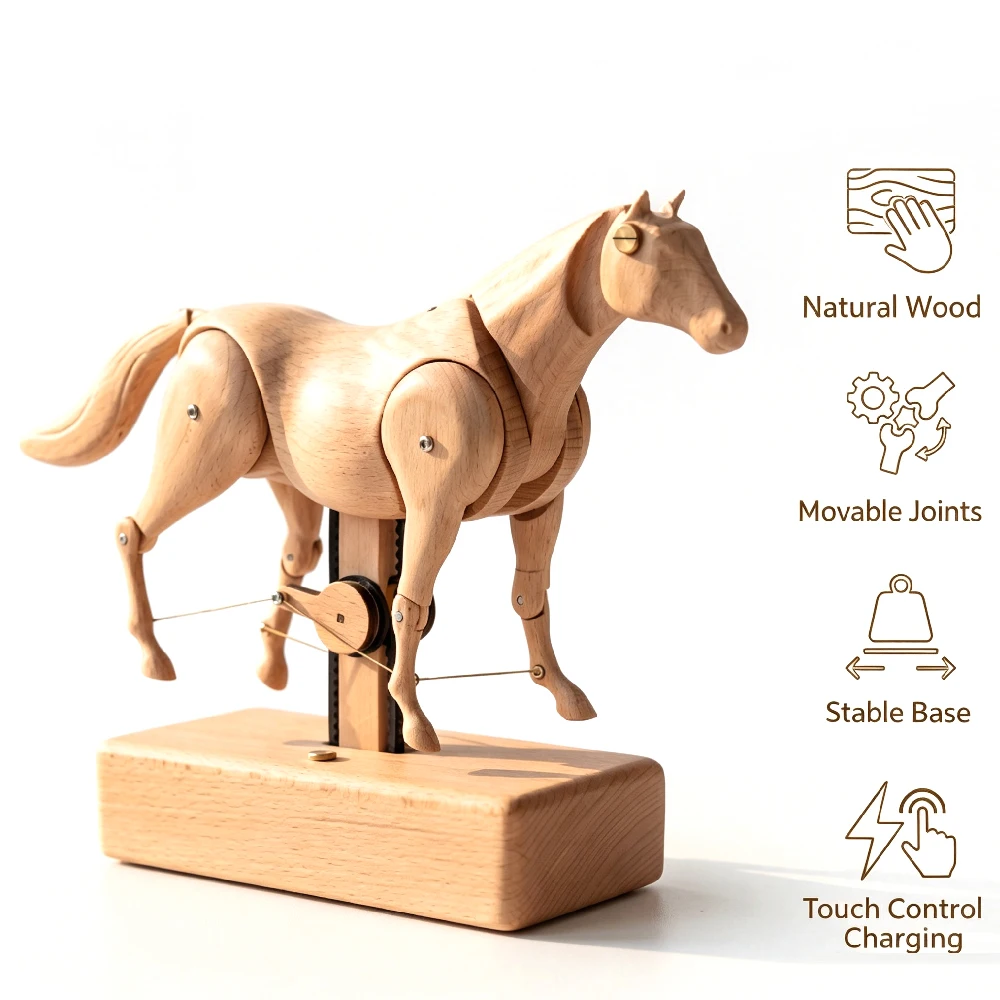 USB-C Rechargeable Wooden Mushroom Bobblehead, Spring Motion Reading Figurine, Stress Relief Desk Decor Gift for Office Students