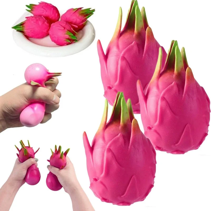 

Jumbo Dragon Fruit Squishy Stress Relief Toy, Realistic Slow Rising Fruit Squeeze Sensory Toy for Home Office Adults