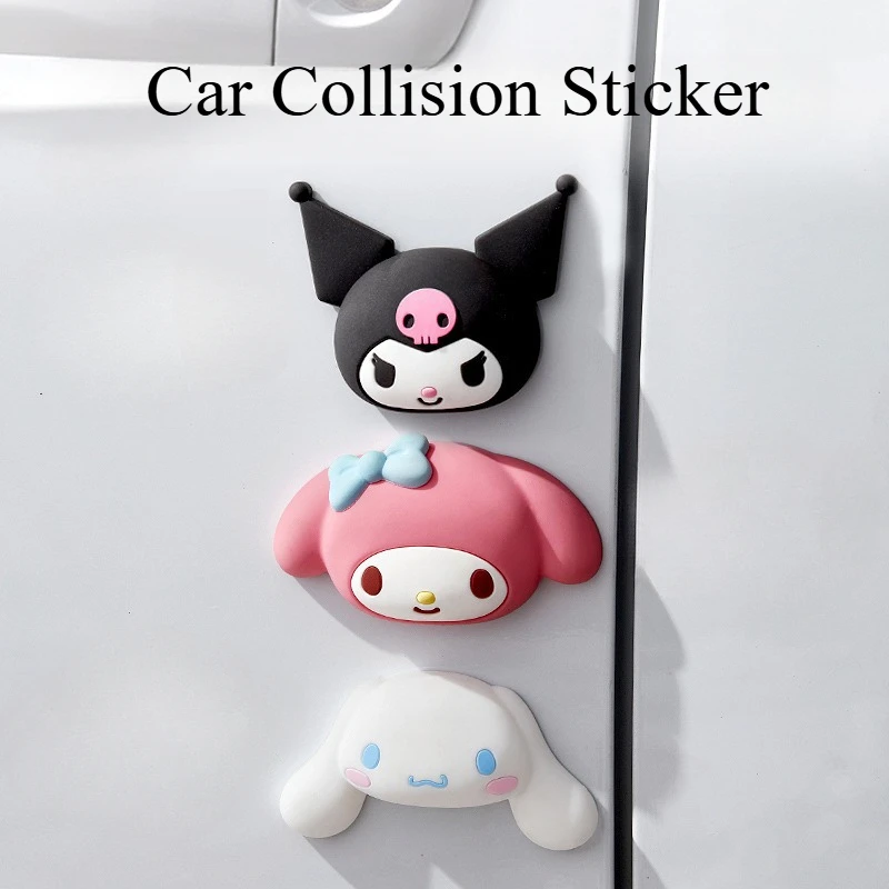 

2 шт., дверная полоса для предотвращения столкновений Sanrio Kuromi, милая силиконовая устойчивая к царапинам наклейка для предотвращения столкновений, защитное зеркало заднего вида