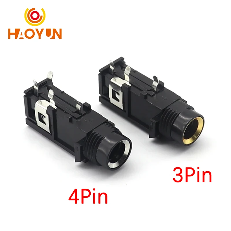 【10-5PCS】DIY 6.35mm / 6.5mm Jack Gold Plated 4P Stereo Dual Channel Microphone Socket 6.35 /6.5 Audio Straight jack Connector