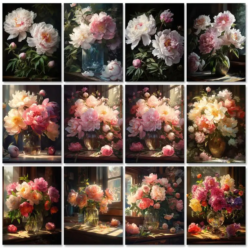 

GATYZTORY Frame Diy Painting By Numbers For Handiwork Pink Rose Flowers Paint Kit For Adults Wall Art On Canvas Gift Diy Crafts