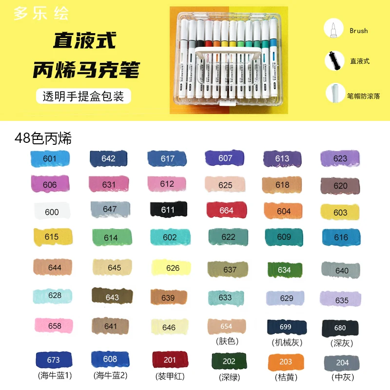 Marker Direct Liquid Propylene Soft Head Model Non Transparent Color Stackable Metallic Standard 48 Colors