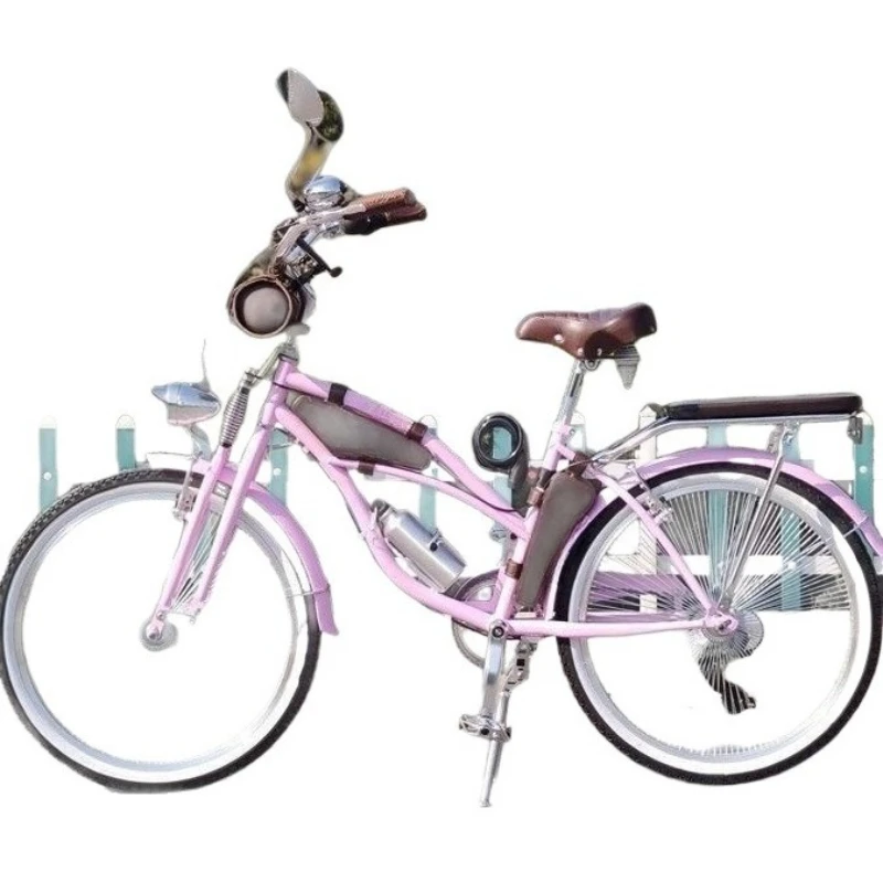 

24-Inch Ladies Pink Bike Girls Retro Variable Speed Classic Light Bike
