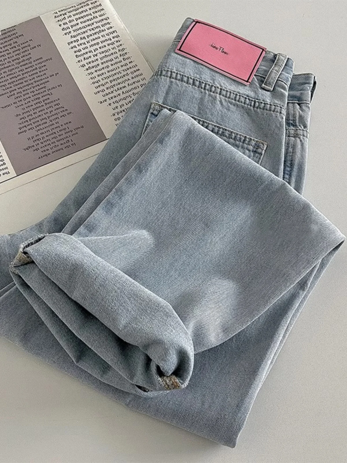 

Мужские джинсы из денима Light Wa, весна-осень, свободные, прямые, широкие штанины, повседневные брюки, модный бренд, молодежный стиль