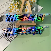 Holographic Carbon Silver Carbon Fiber THE BEAST Motorcycle Helmet Stickers Waterproof DIY Motorbike fuel Tank Vinyl Decals