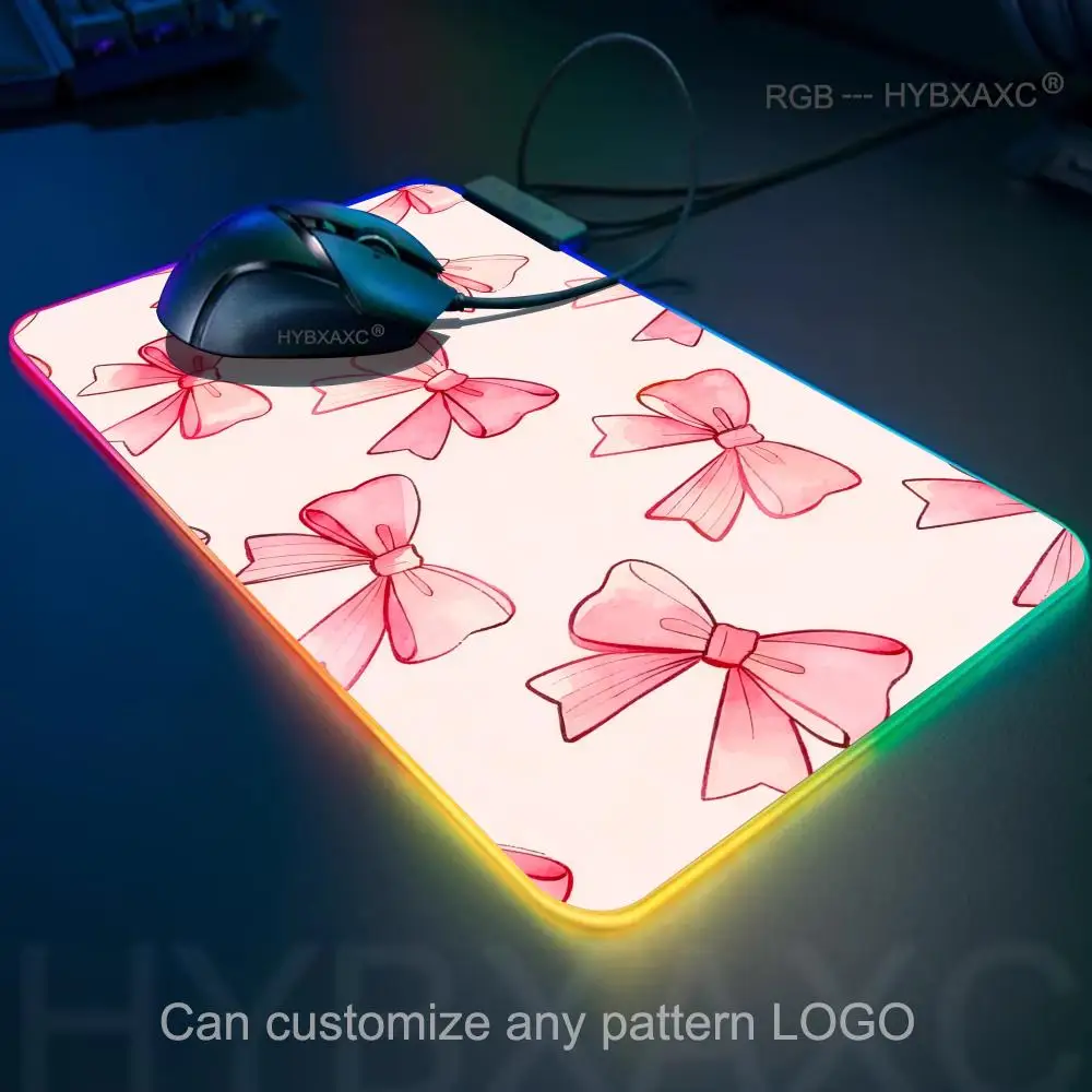 

90X40CM HYBXAXC Floral and Butterfly Design Mouse Pad RGB Gaming Mouse Pad Desk Mat HD Gamer Large LED Light XXL 100X50CM