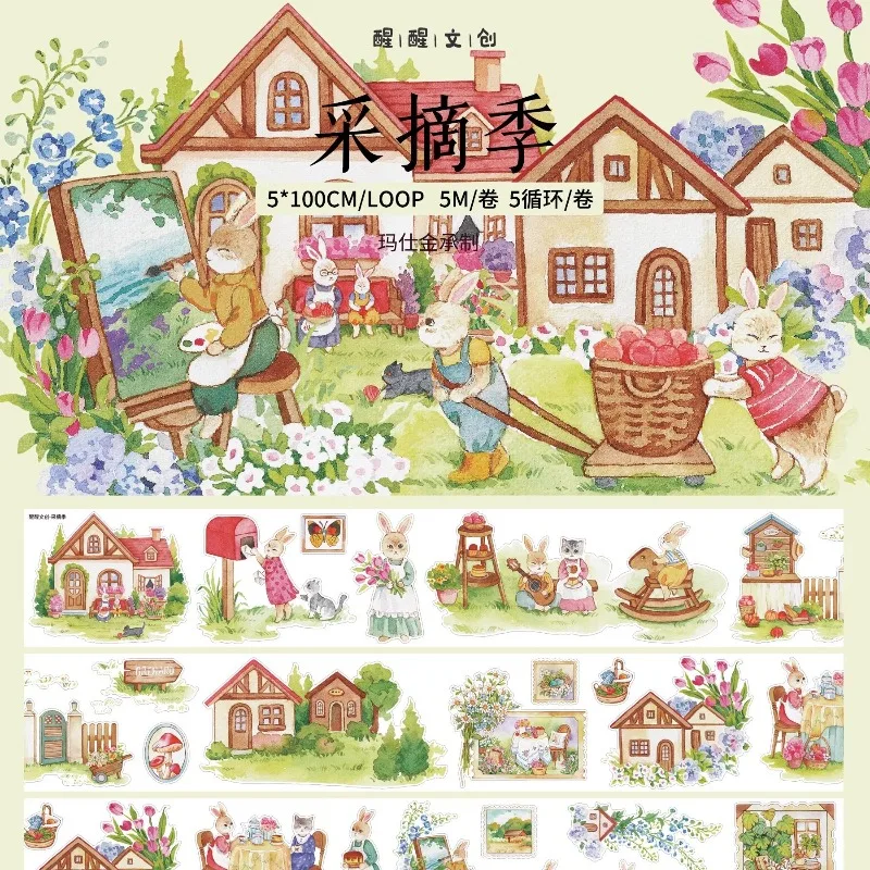 Lovely Forest Animal Harvest Season Die Cut PET Washi Tapes Craft Supplies DIY Scrapbooking Card Making Decorative Plan Sticker