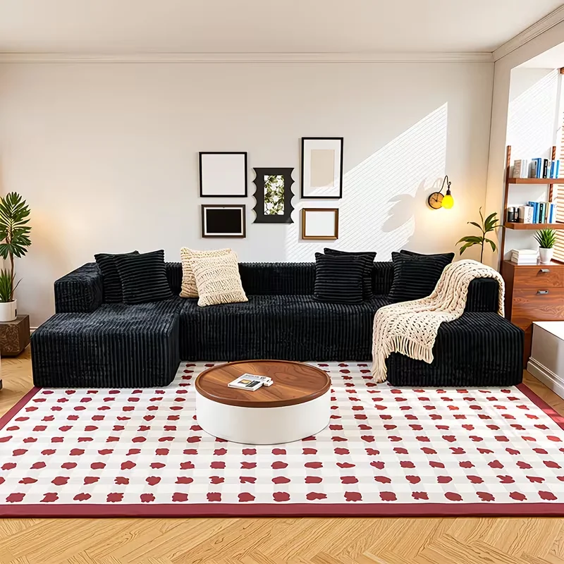#Modern Modular Sectional Compressed Sofa Set Oversized Two Long Lounge Chair Corduroy