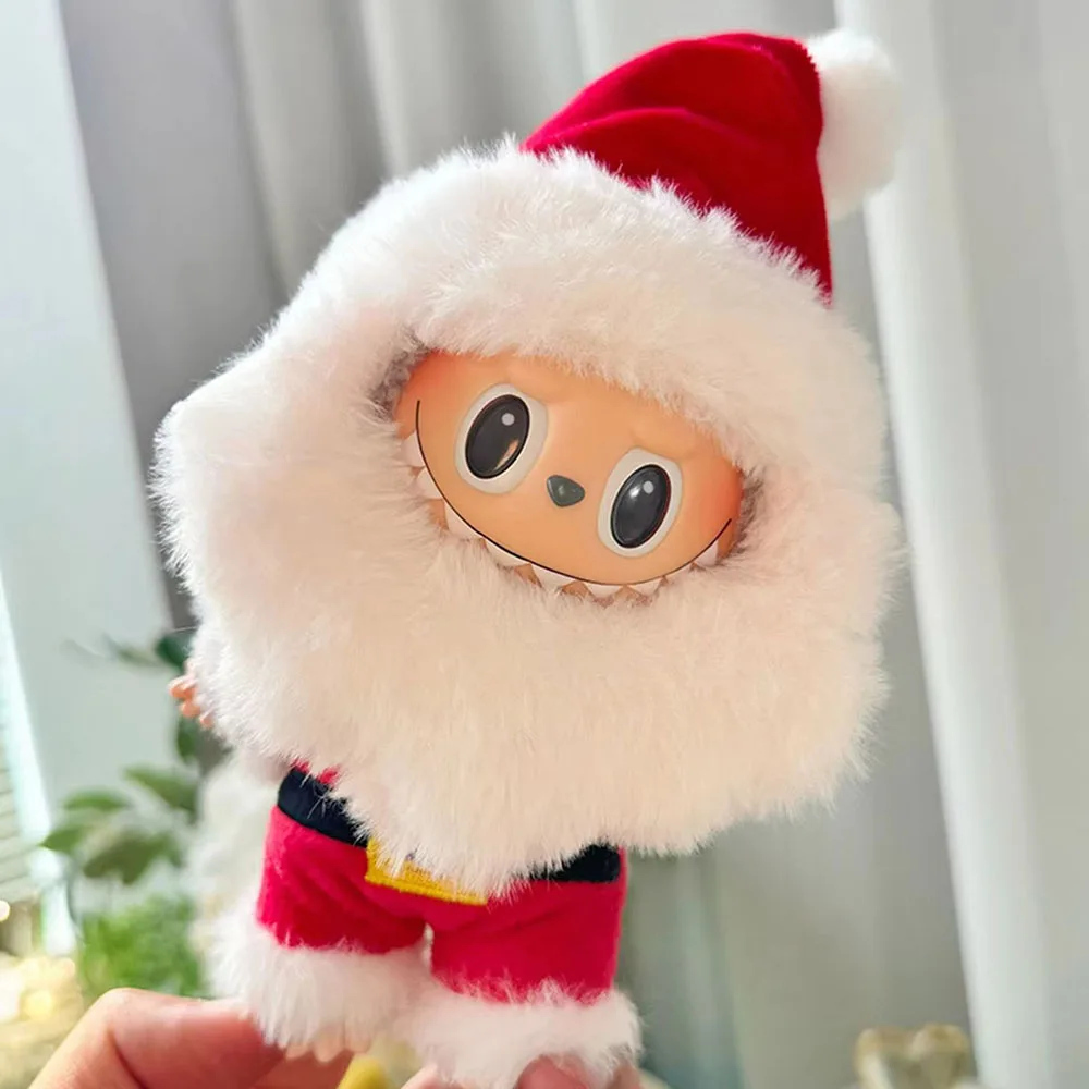 [بدون دمية] ملابس دمية قطيفة لطيفة ملابس عيد الميلاد لـ 17 سنتيمتر Labubu هدية عيد الميلاد إكسسوارات ملابس لطيفة