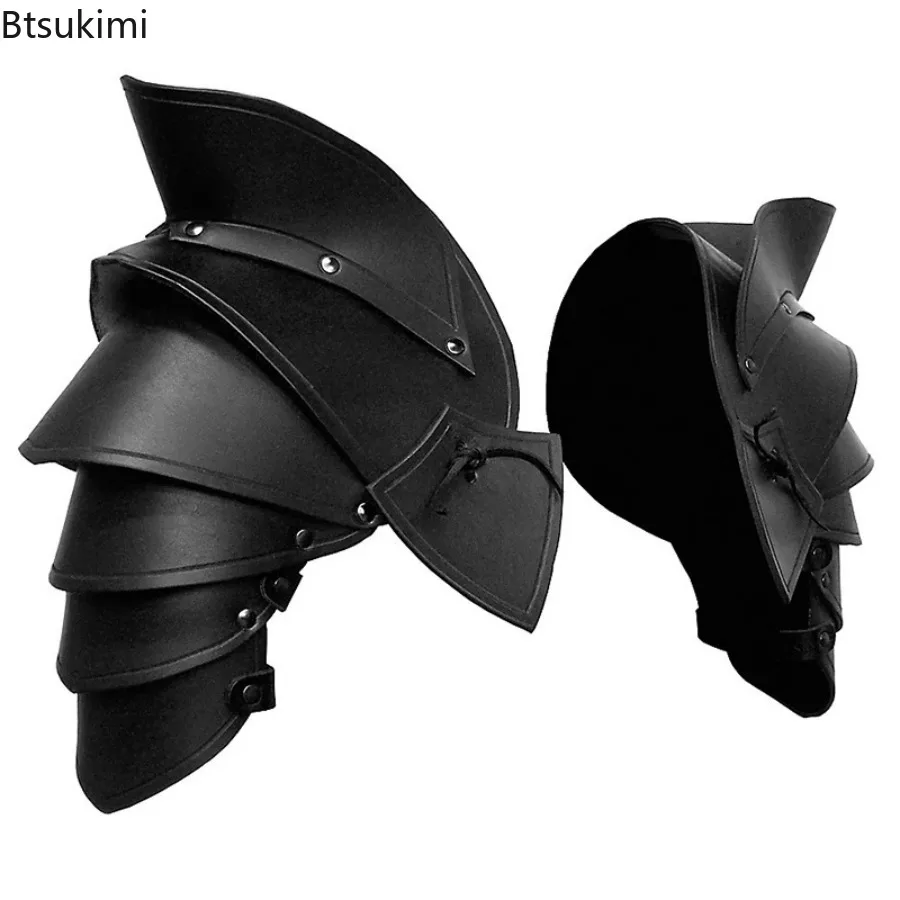 中世騎士ダブルショルダー鎧 Pu レザーポールドロンズ Spaulders エルフアーチャーコスプレ衣装ハロウィンパーティークラブ小道具 Larp