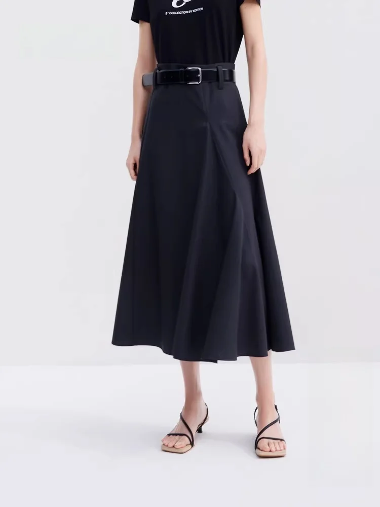 

Женская шерстяная юбка миди Edition, новая летняя модель, А-силуэт, макси-юбка из чистой шерсти с поясом, средней длины, с завышенной талией