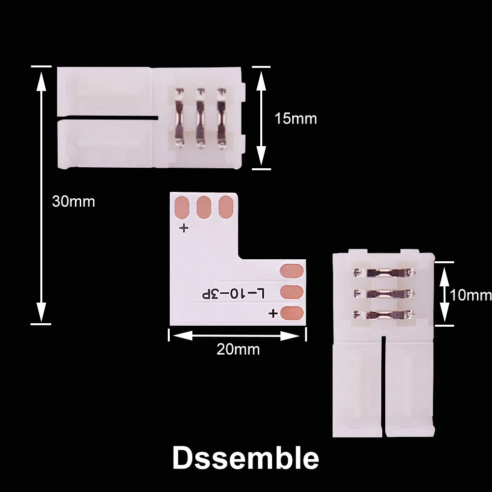 LED Strip Solderless Led Connector 2/3/4/5PIN L/T/X Shape Corner Connector For 8/10ml Led Strip Light