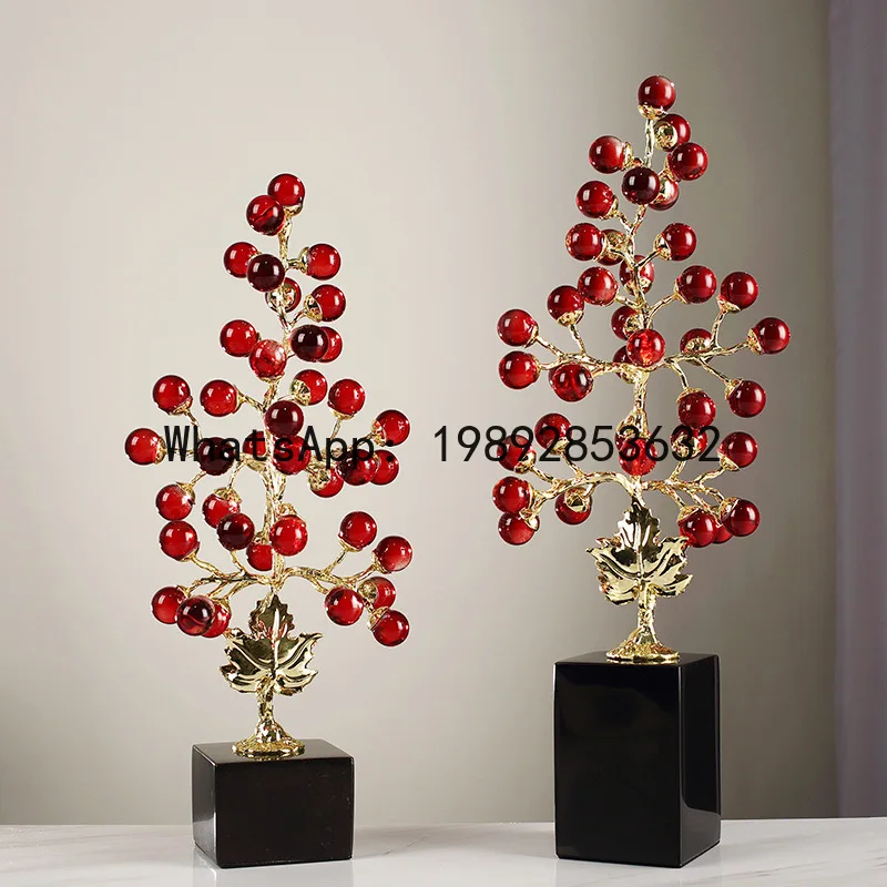 

Crystal Sculpture Colored Grape Vine Metal Handicraft Artificial Plant Sculpture Metal Figurine Home Decoration Accessories