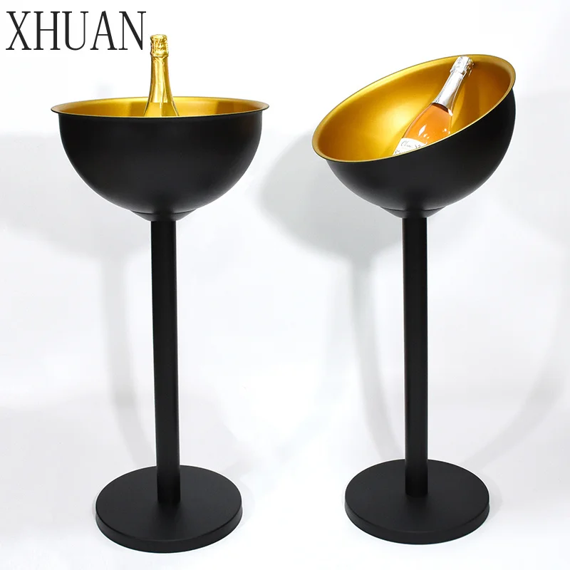 Bar Party Ice Drink Cooler Stand Wine Ice Bucket Stainless Steel High Quality Champagne Wine Bucket Beverage Cooler With Stand