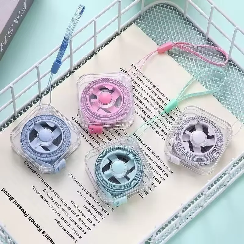 2M Transparent Shell Mini Retractable Measuring Tape, Macaron Portable Soft Ruler, Keychain Lanyard Body Sewing Measurement Tape