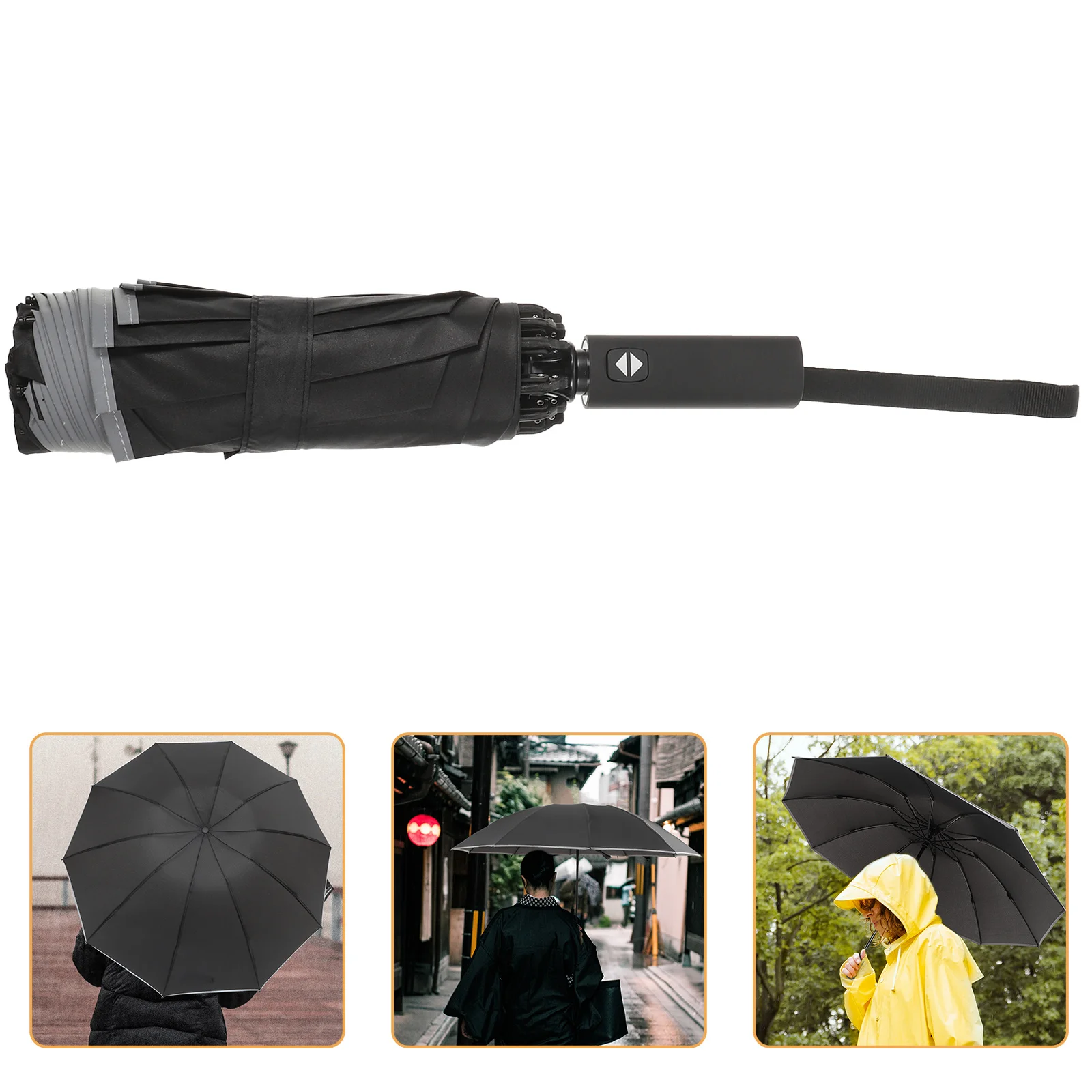 

Reflective Umbrella Automatic Open Close Foldable Lightweight Rain Sun Umbrella 10 Alloy Ribs High Density Pongee