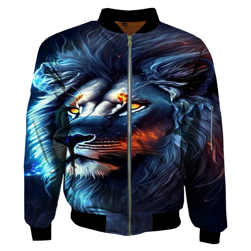Lion Animel 3D Print Zip Up Jacket For Women Men Clothing Casual Long Sleeve Streetwear Comfortable Coats Washed Graphic Jacket