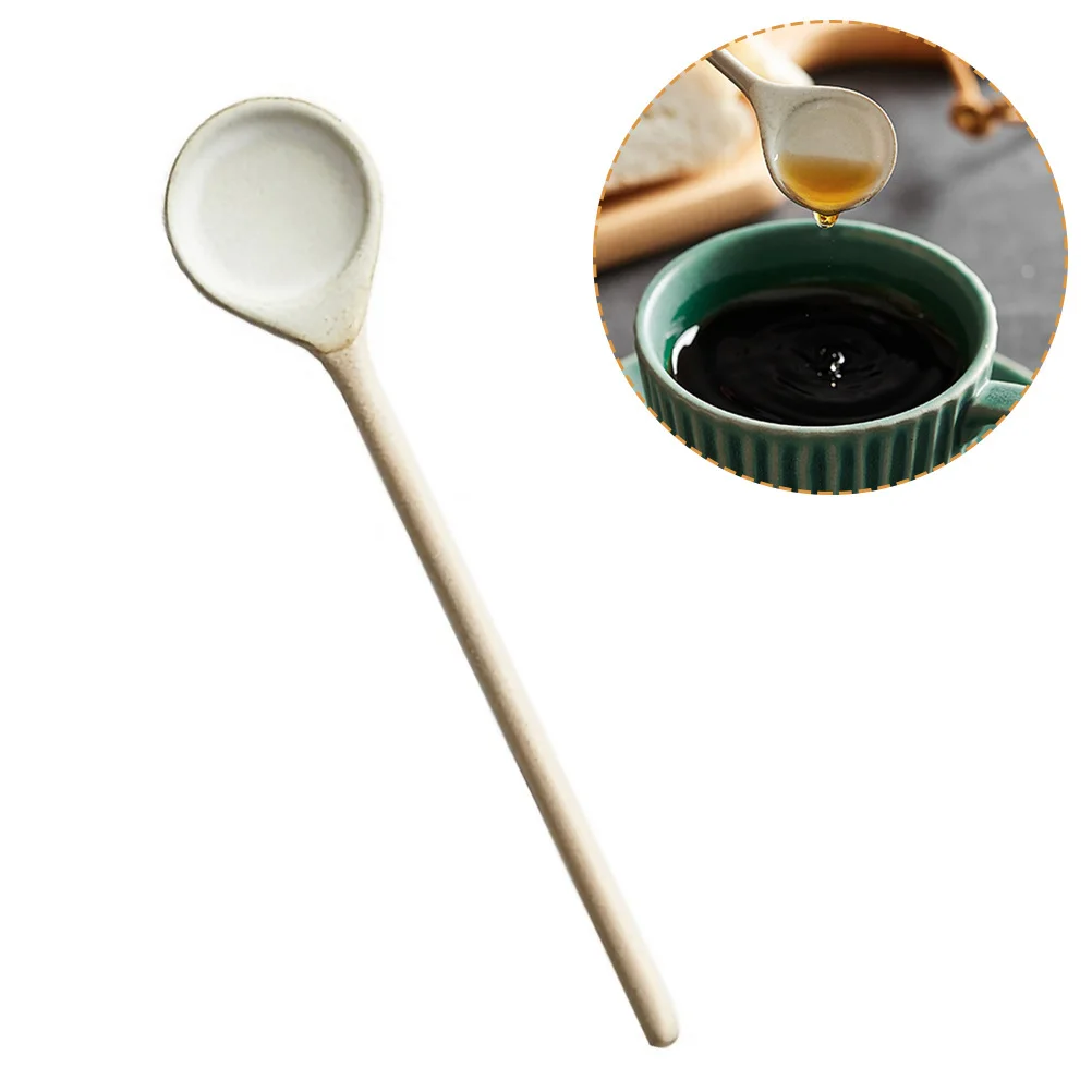 

Ceramic Coffee Spoon Long Handle Portable Lightweight Easy Carry Fine Workmanship Beautiful Appearance