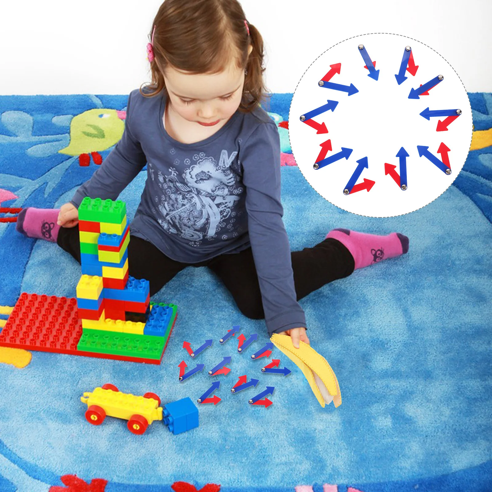 

10Sets Clock Hand Red Blue Rotatable Educational Clock Hands Teaching Time Learning for Kids Classroom DIY Scrapbooking