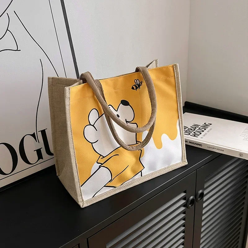 

2023 Disney Winnie's New Large Capacity Tote bag Mickey Mouse Student handbag Women's Fashion storage Shoulder Bag