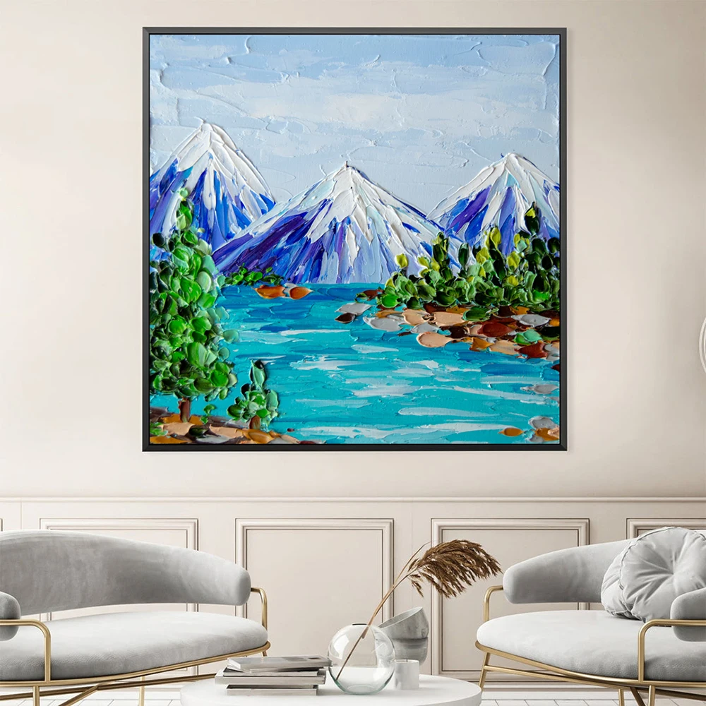 Hand Painted Oil Painting Lake Tahoe Art California Painting Mountains Original Art Northwest Painting living room home decor