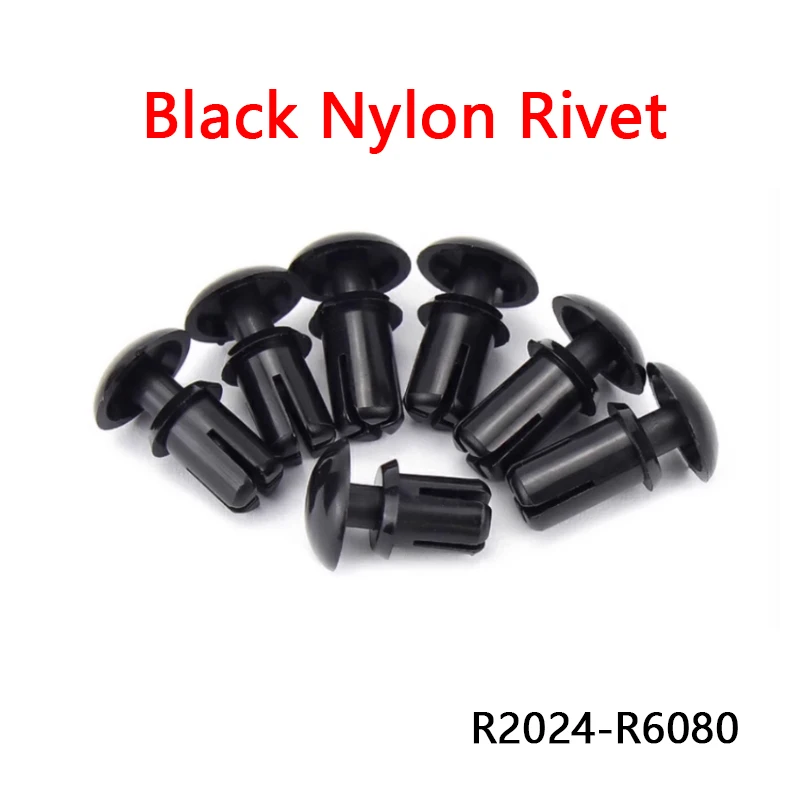 R2024 R2032 R2040 R2048 R2056 - R6080 Black Nylon Rivet Press Type Black Plastic R-Shaped Rivet Nylon PC Board Plastic Buckle