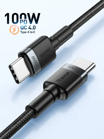 Baseus USB Type C To USB C Cable For iPhone 17 16 100W/5A PD Fast Charging Charger Cord For Macbook Xiaomi Samsung Type-C Cable