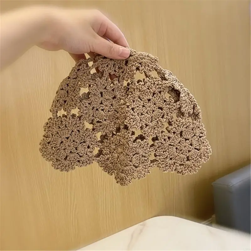 

L5YA Japanese Styles Crochet Pullover Hat Hollowed Skull Hat for Female Daily Wear