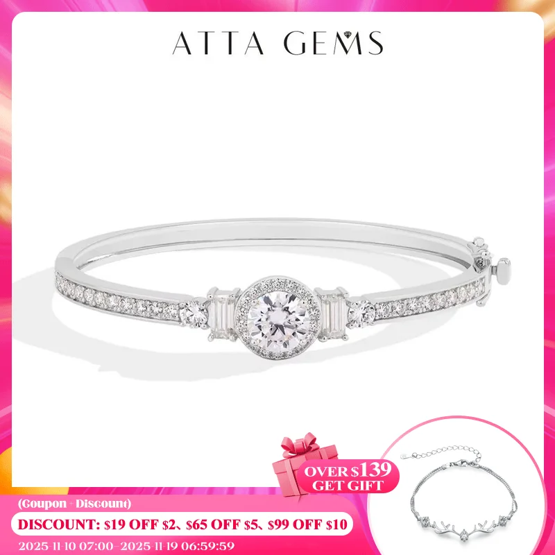 

ATTAGEMS S925 Silver Moissanite Bracelets For Women Men 18K Gold Plated 4.52CTW D VVS1 Diamond Wedding Party Tennis Luxury Gifts