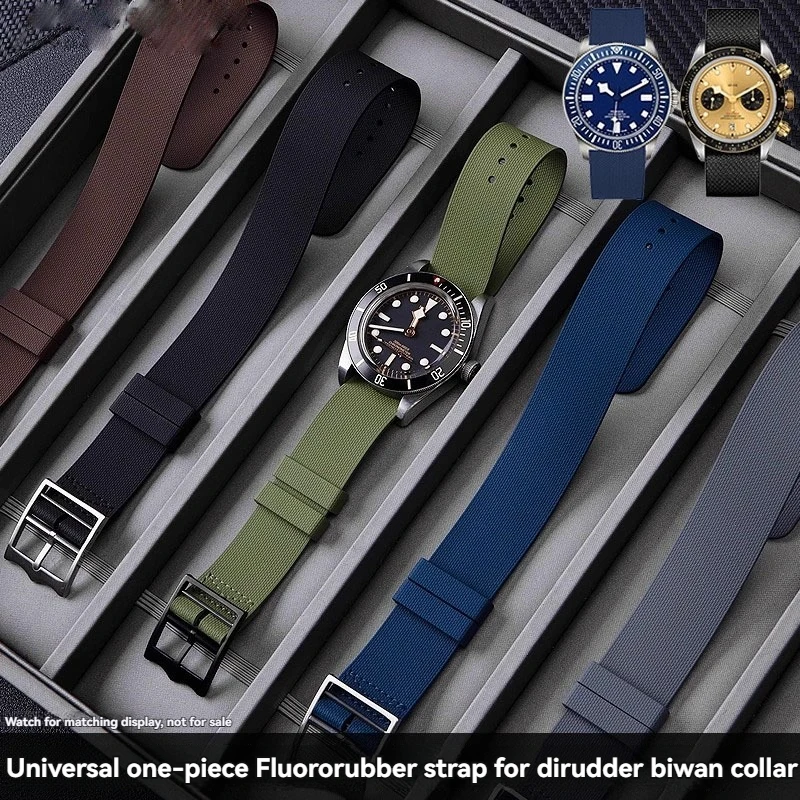 チューダー・ビワン用シリコンスポーツストラップ、IWC、ロンジン、カンカス、オメガ用NATO一体型ストラップ、フッ素ゴム製防水ストラップ