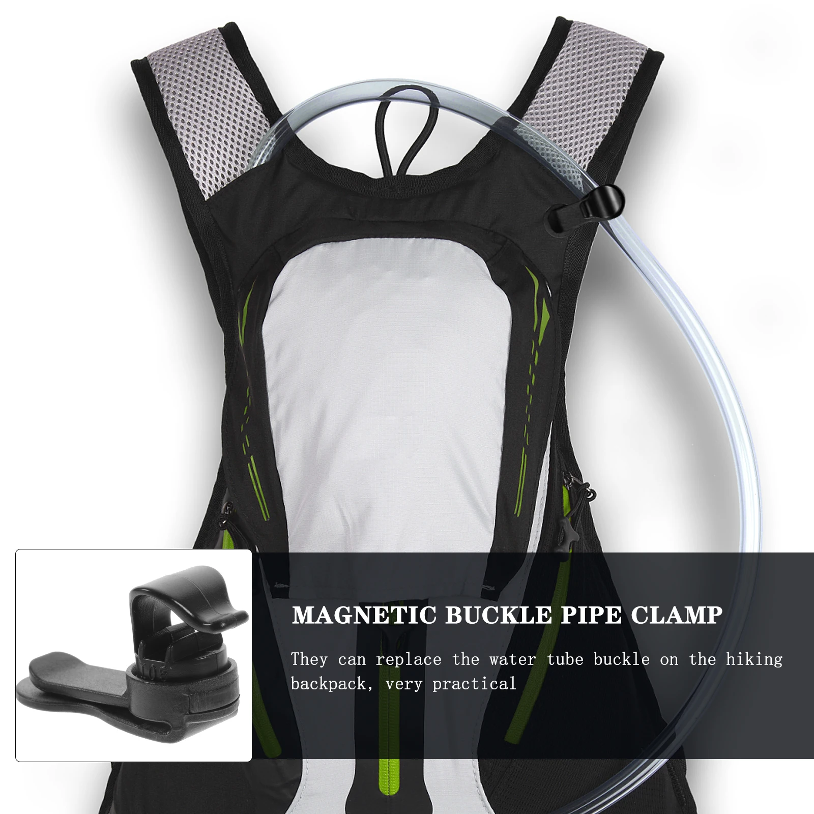 

3pcs Water Tube Clips Black Automatic Locking Magnetic Hose Buckles Backpack Outdoor Climbing Bladder Straps Portable