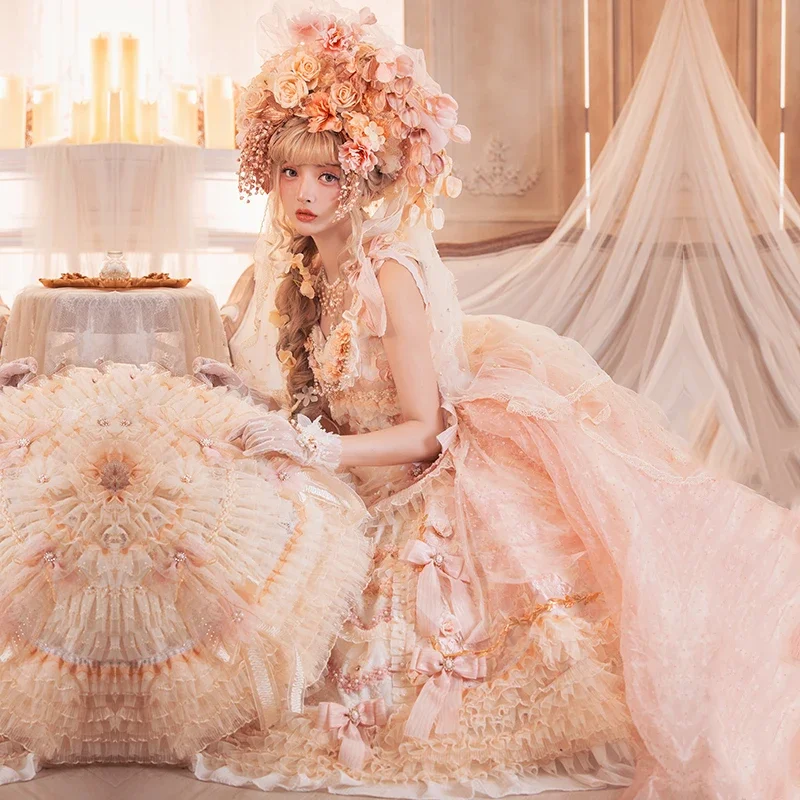 Japanese girls Tea Party Lolita dress Harajuku Palace Oil Painting Vintage Lolita Princess Jsk Dress Female bow tie dress