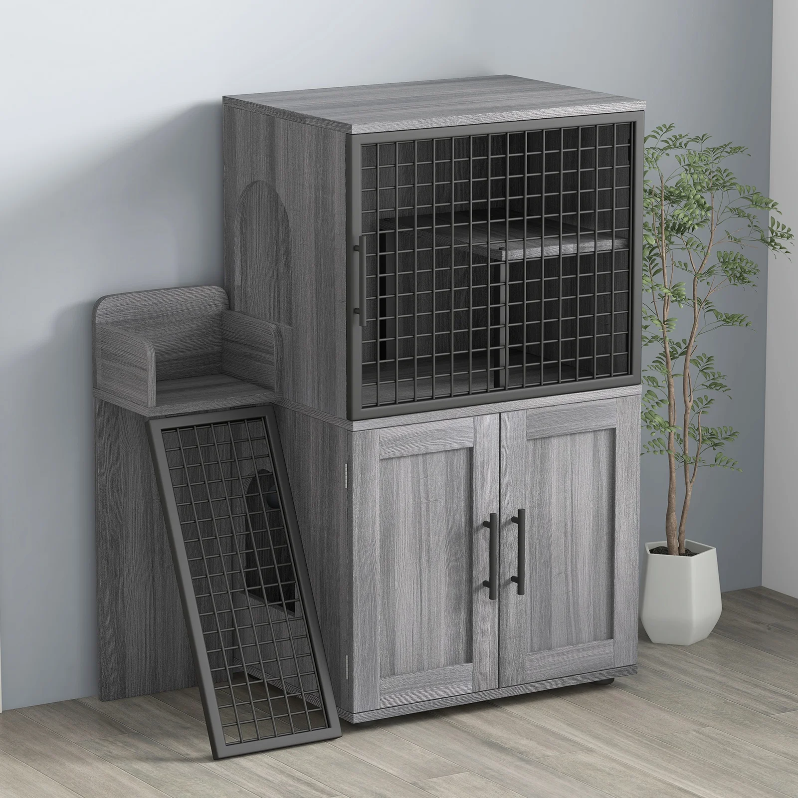 Double-Tier Cat Litter Box Enclosure 1