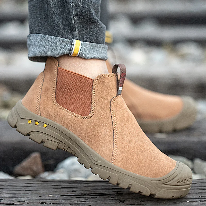 Labor Insurance Shoes Welder Work Shoes New Steel-free Head Turning Cowhide Shoes One Pedal Beef Tendon Sole