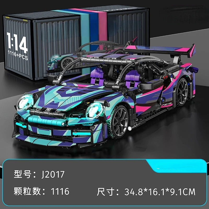 1116 PCS Technical 1:14 Black purple Racing Sports Car Building Blocks Assemble Bricks Vehicle Toys Gift For Boy Kids