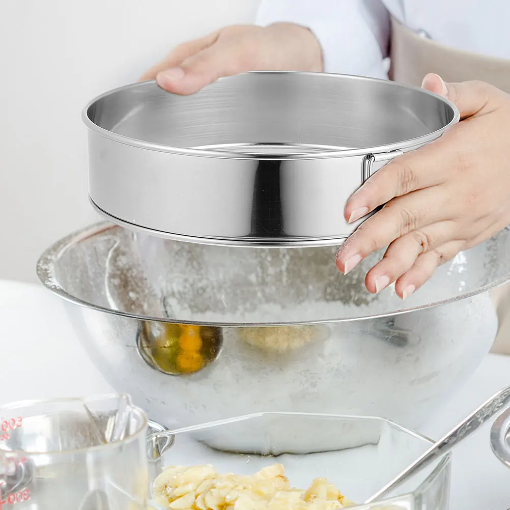

Stainless Steel Flour Sieve Round Manual Sifter for Baking Mesh Strainer Powder Cocoa Cornstarch Tool Easy Clean Sifting