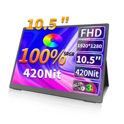 HGFRTEE 10.5 inch Portable Monitor 1280P IPS FHD 100% SRGB 1500:1 For Laptop Mac Xbox PS4/5 Switch Mini Display