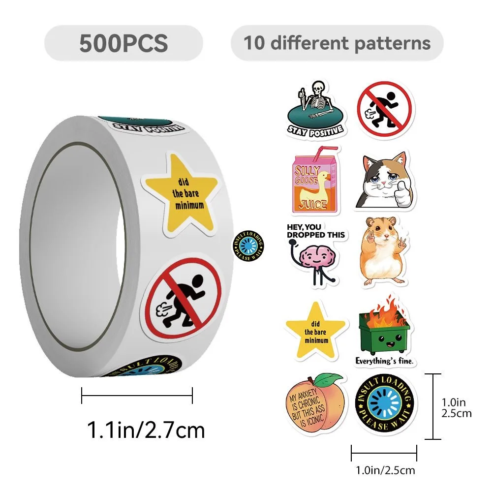 500pcs Funny Emotion Meme Sticker for Phone Case Laptop Notebook DIY Decorative Waterproof Sticker Kids Toy Decor Removable