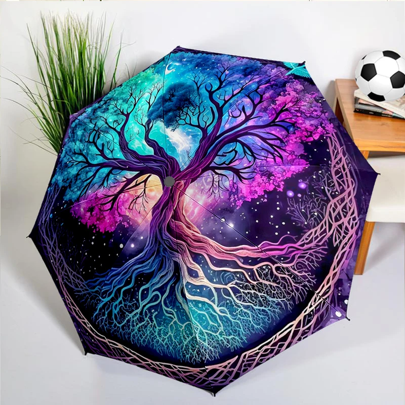 

Colorful Tree of Life Umbrella Automatic Open/close, Sturdy Iron Frame & 8-Rib Struct, Umbrella for Women & Men, Christmas Gift
