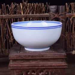 Chinese Blue And White Porcelain Bowl Thickened Blue Edge Ceramic Rice Soup Bowl