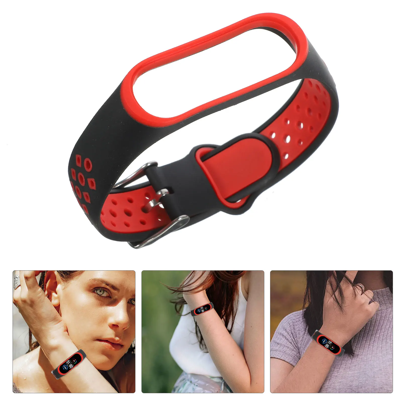 

Silicone Watch Band Two-Tone Replacement Strap For 3 4 Adjustable Unisex Wristband Comfortable Gift Birthday Wedding