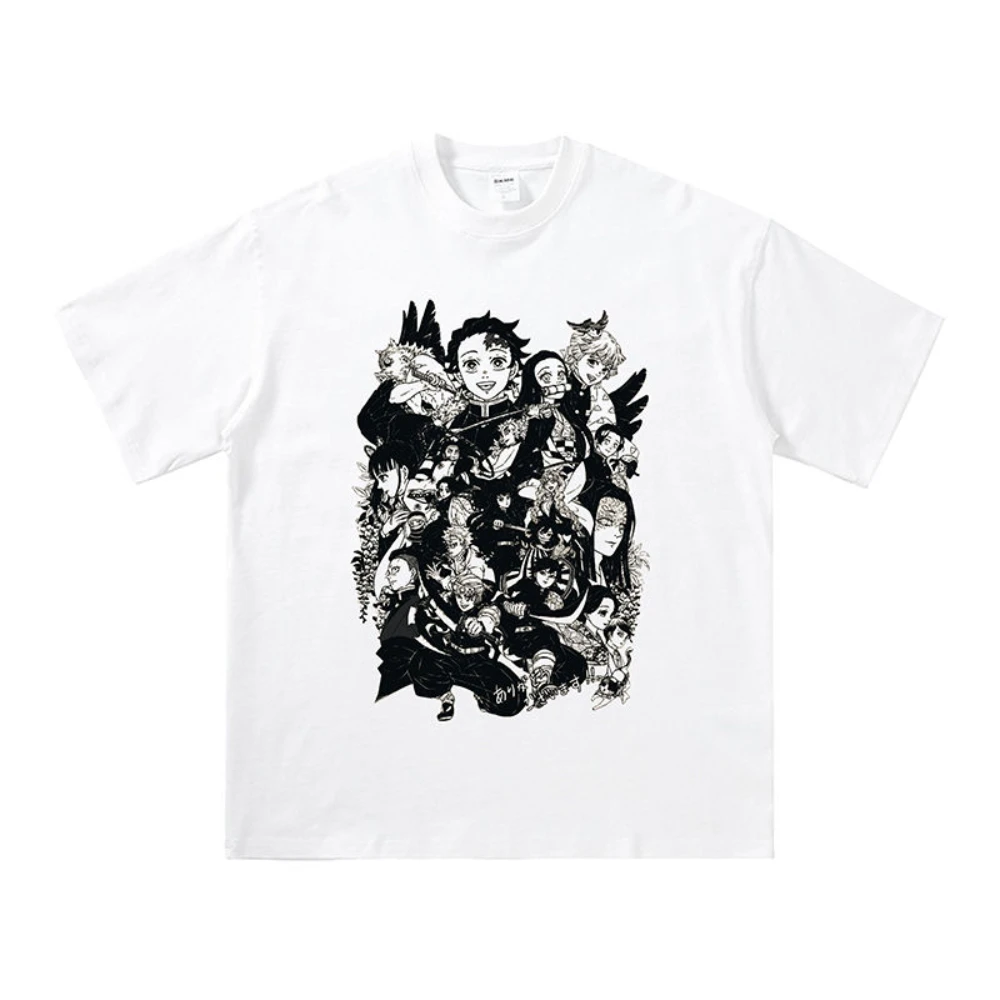 

Ретро аниме Ghost Destroyer Blade Group Photo Carbon Jiro II Yuan Осенняя хлопковая футболка с короткими рукавами для мужчин и женщин