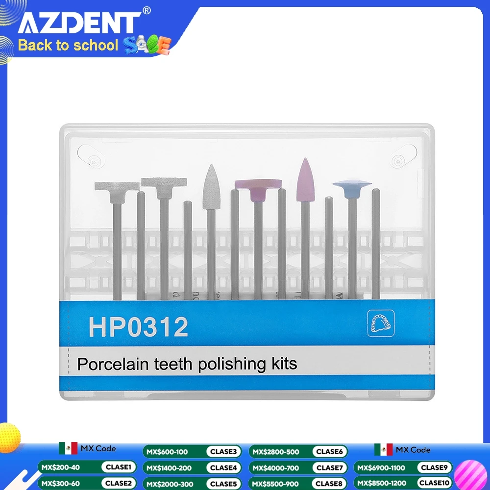 أطقم تلميع أسنان البورسلين ، ملمعات سيليكون للقبضة منخفضة السرعة ، HP ، AZDENT ، 12 في كل طقم