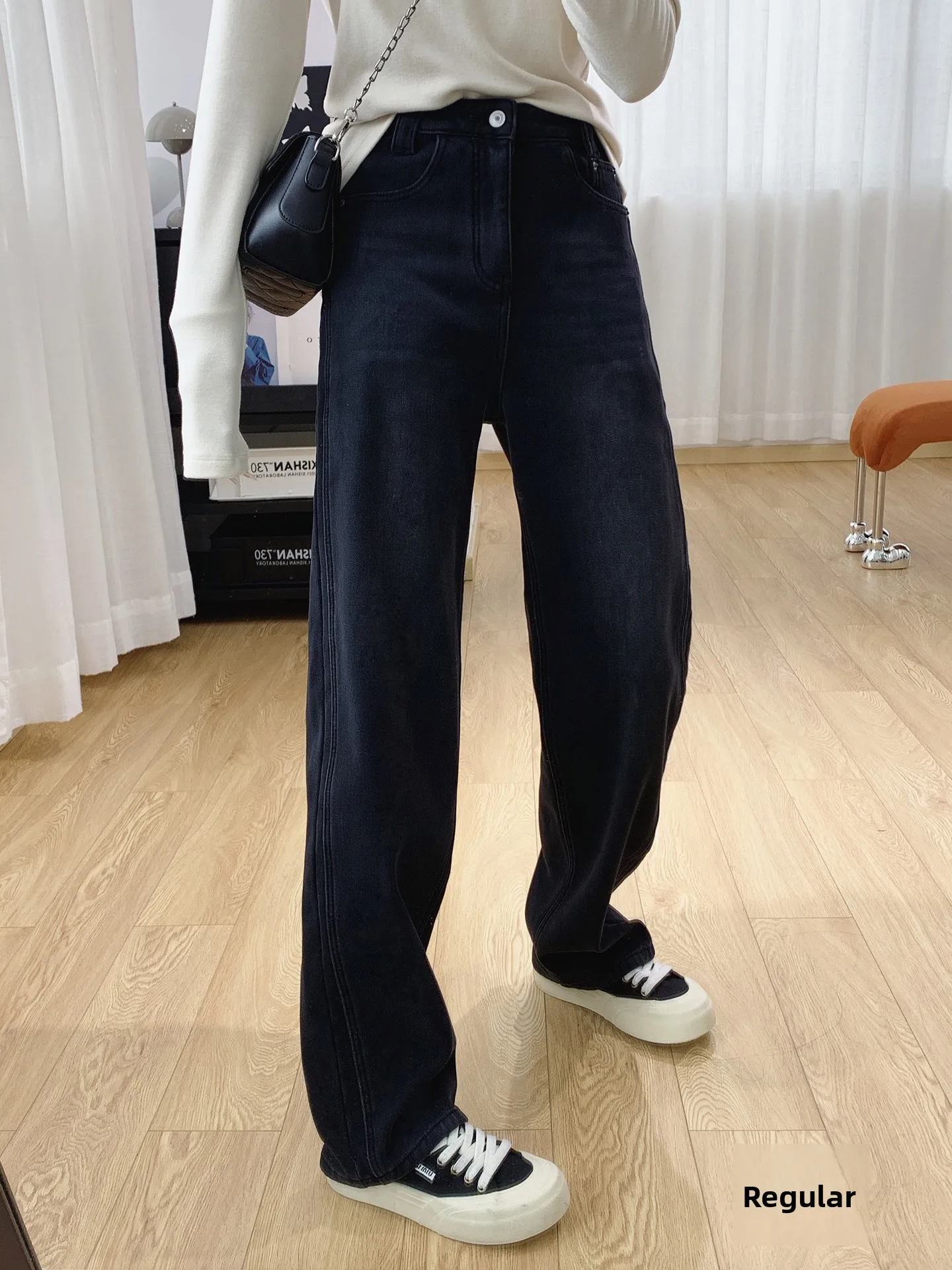 

Утягивающие джинсы с высокой талией на подкладке, узкие джинсы с ножом, женские осенне-зимние длинные брюки, брюки-груша