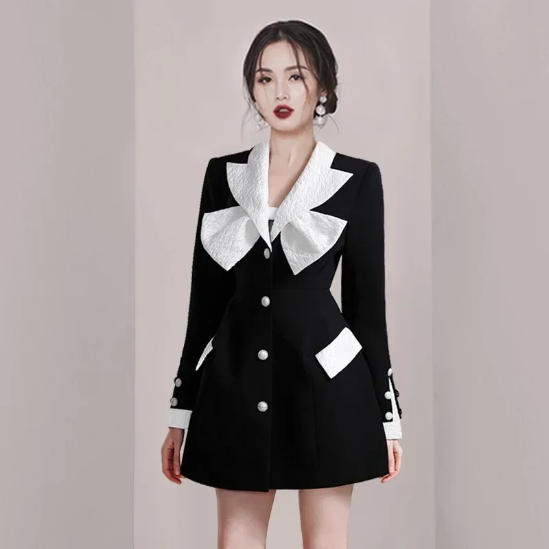 Weiße schwarze Frauen Anzüge 1 Stück Blazer lange Jacke Rock formelle Büro Dame Business Arbeit tragen Mode Mädchen Mantel Ballkleid