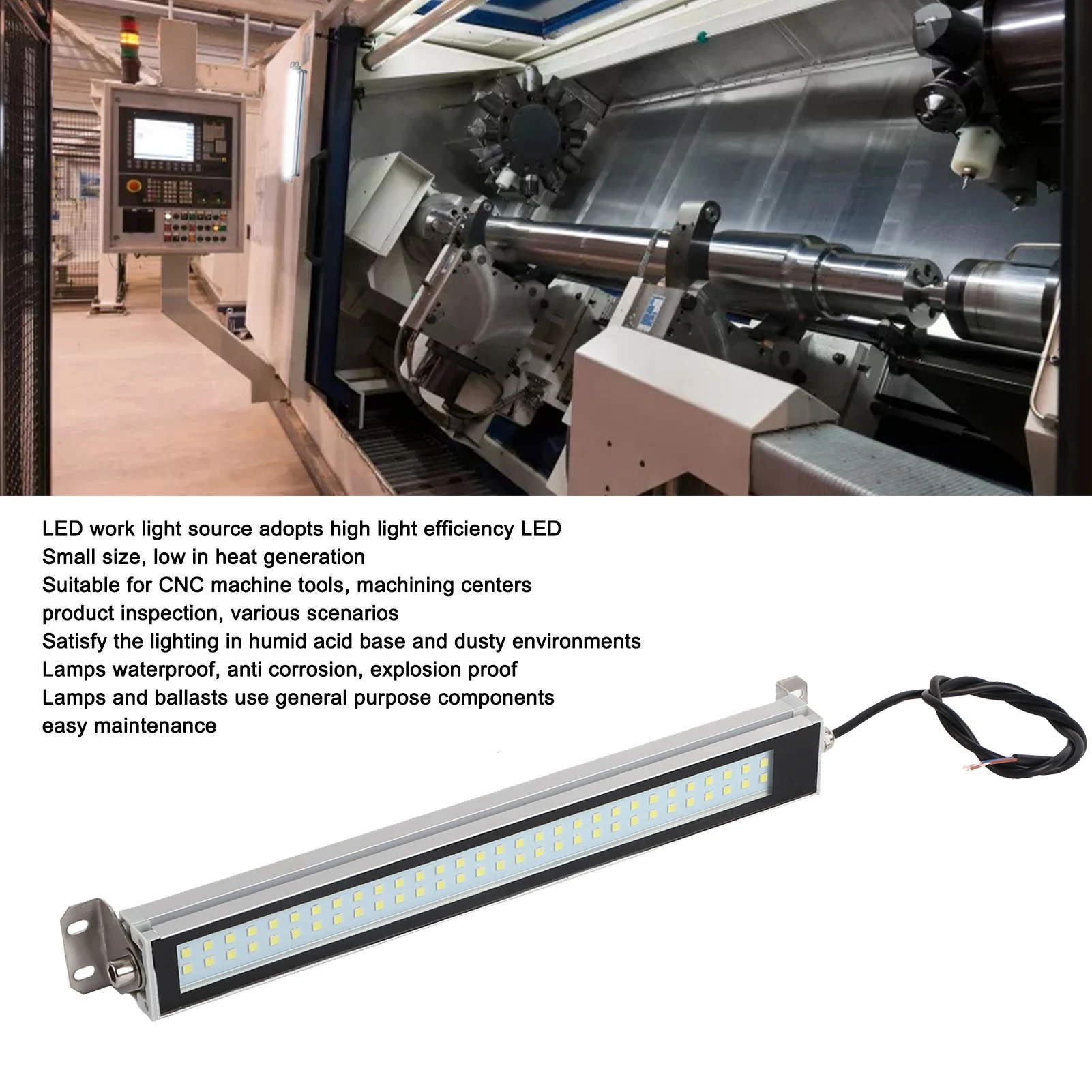 Luz de trabalho led fonte branca ip67 à prova dip67 água à prova de explosão máquina tubo luz 24v 12w máquina tubo luz led luz de trabalho