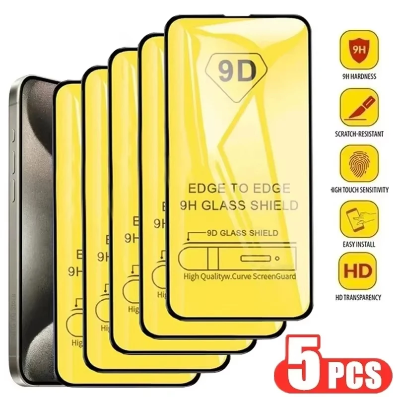 

5Pcs 9D Screen Protector For Xiaomi Redmi Note 13 12 11 10 9 Pro Max Poco X3 X5 X6 X4 F5 F6 M6 M4 Pro Mi 11 12 Lite Tempered