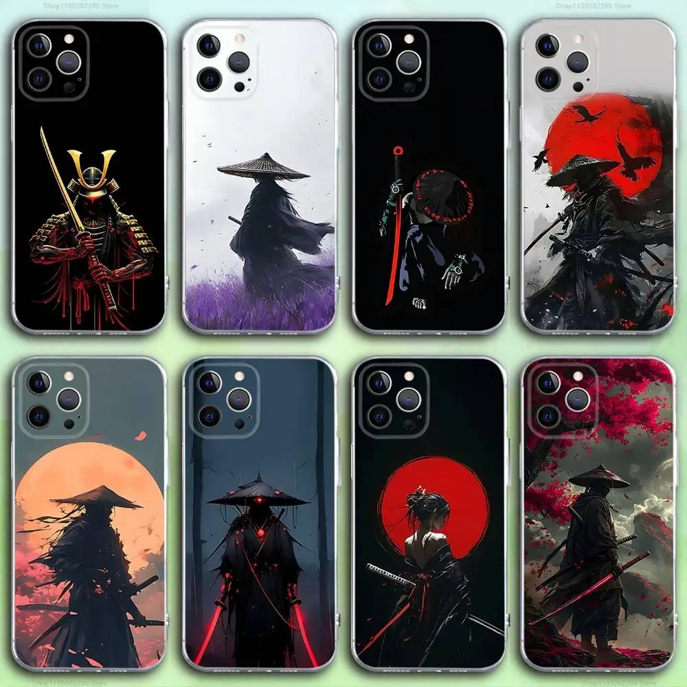 

Japanese Bushido Samurai Phone Case For iPhone 16,15,14,13,12,11 Pro,Max,Plus,X,XS,XR,SE4,E Mini Transparent Soft Cover
